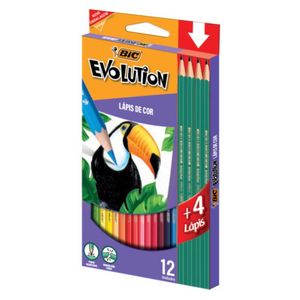 Kit 6 Lápis De Cor Bic Evolution 12 Cores + Grátis 4 Lápis Preto