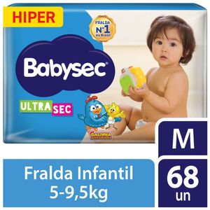 Kit 2 Fralda Descartável Babysec Galinha Pintadinha Ultrasec Ultra Hiper M 68 Unidades