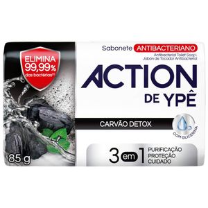 Kit 12 Sabonete Ypê Antibacteriano Action Carvão Detox 85g