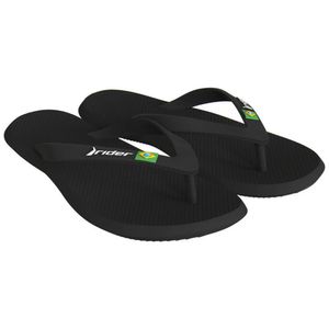Sandália de Dedo Rider R1 Brasil Masculina Preto/Preto/Branco