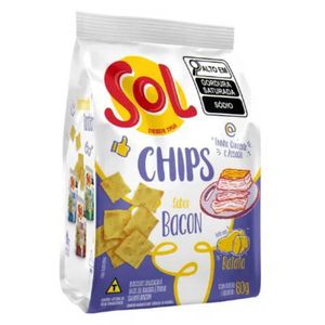 Kit 24 Salgadinho Sol Chips Bacon 60g