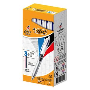 Kit 12 Caneta Bic 4 Cores 3+1 Lapiseira