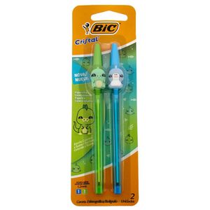 Kit 12 Caneta Bic Cristal Bichinho Blister Azul/Verde com 2 Unidades