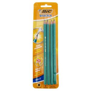 Kit 5 Lápis Preto Bic Evolution HB2 Redondo Verde com 4 Unidades