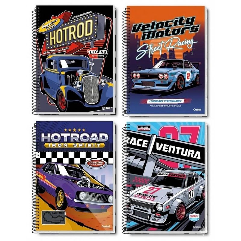 caderno-universitario-credeal-super-cars-espiral-10-materias-capa-dura-200-folhas-285824-1